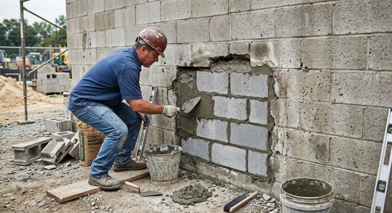 Cinder Block Wall Repair in Heard County, GA