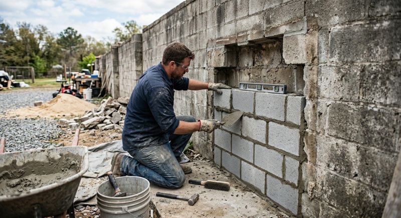 Cinder Block Wall Repair in Heard County, GA