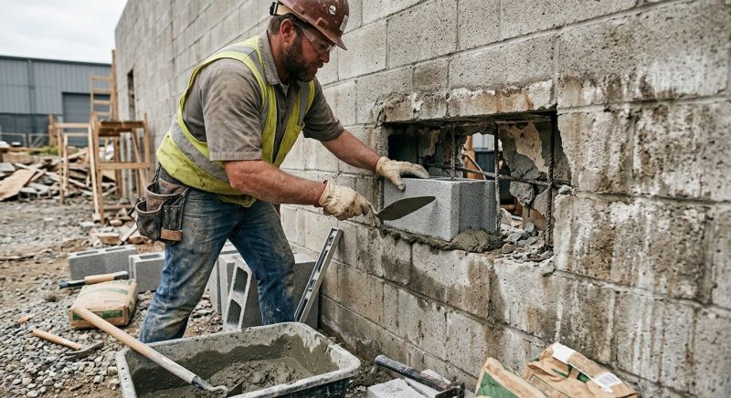 Cinder Block Wall Repair in Hogansville, GA
