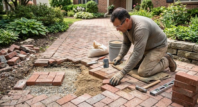 Entryway Brick Repair in Newnan, GA
